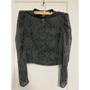 Dynamite Cropped Snakeskin Blouse